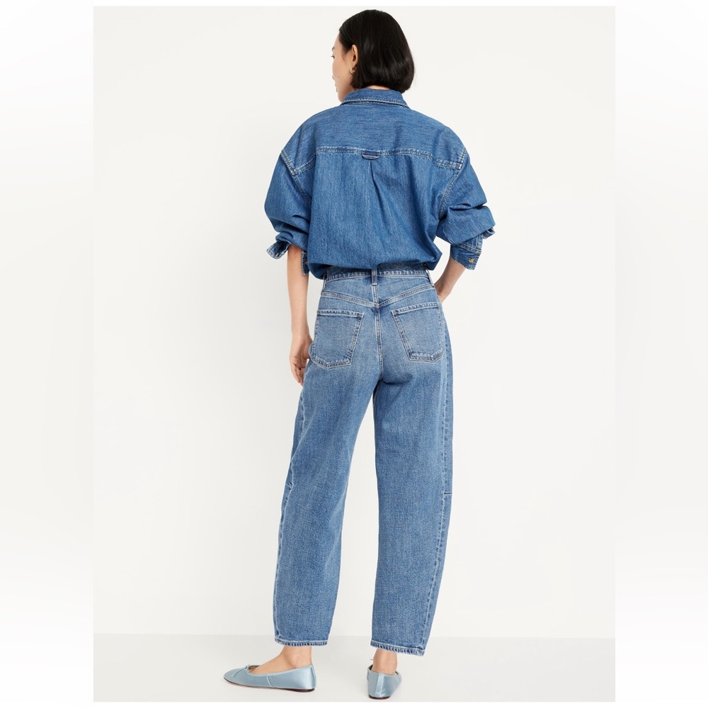 Old Navy Women's High Rise Barrel Leg Ankle Jeans Size 16 NEW - Picture 2 of 8
